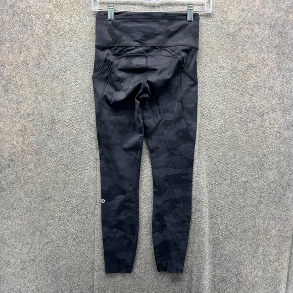 Lululemon Leggings Women 4 Black Camo Fast and Free Tight 25" Nulux High Rise - Picture 5 of 10